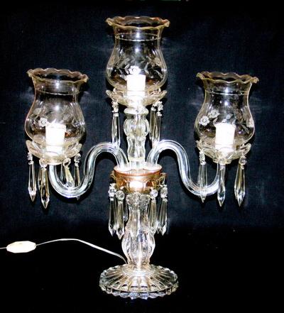 LU 03 – Luminária Em Cristal Transparente Lapidado 3 Lâmpadas