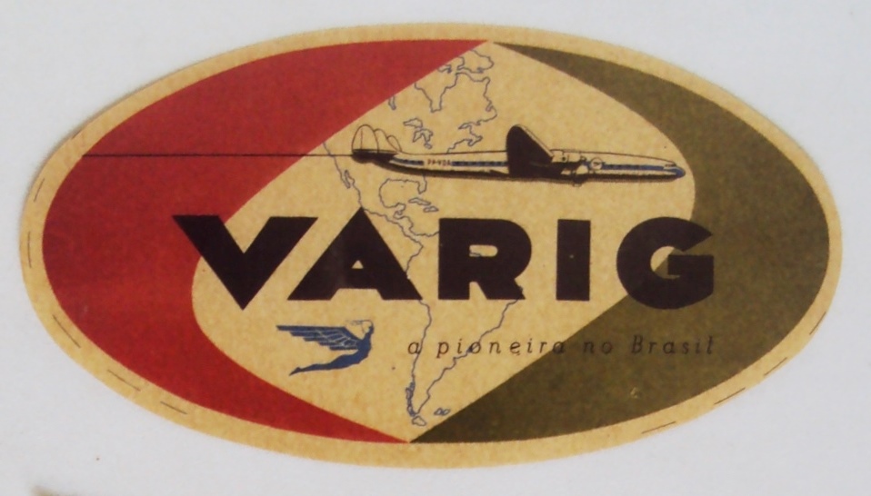 DI 346 – Etiqueta De Viagem Para Malas Varig Original oval colorida