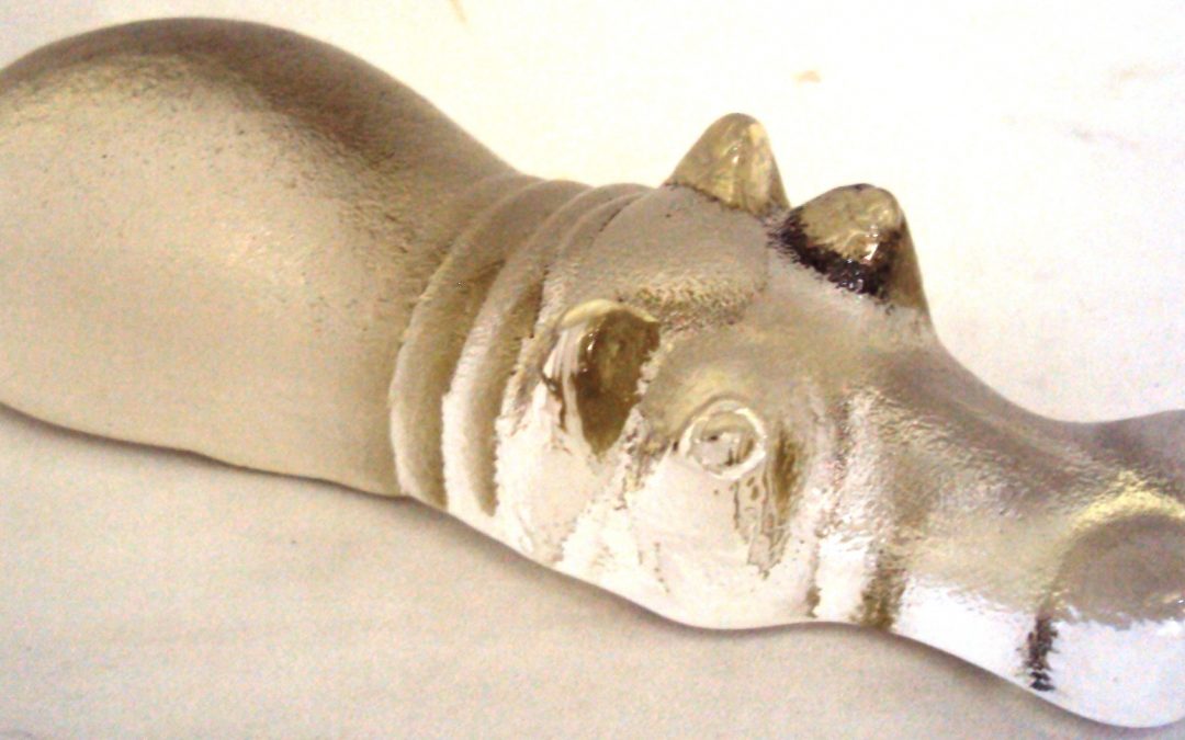 CR 248 – Peso De Papel ou enfeite de Hipopótamo De Vidro Grande