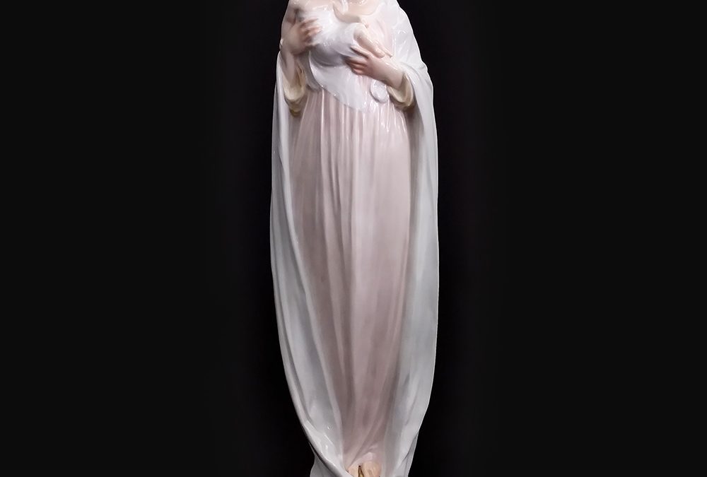 LO 57 – Imagem de Maria com Jesus antiga em porcelana alemã Rosenthal grande assinada Moortgat