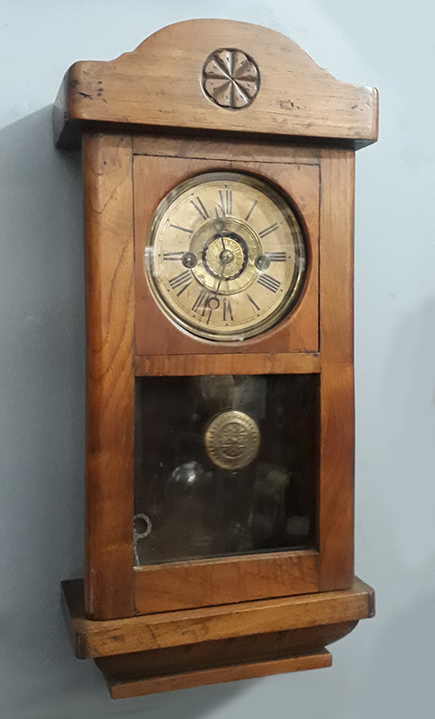 DI 77 – Relógio antigo de parede madeira de carvalho com despertador