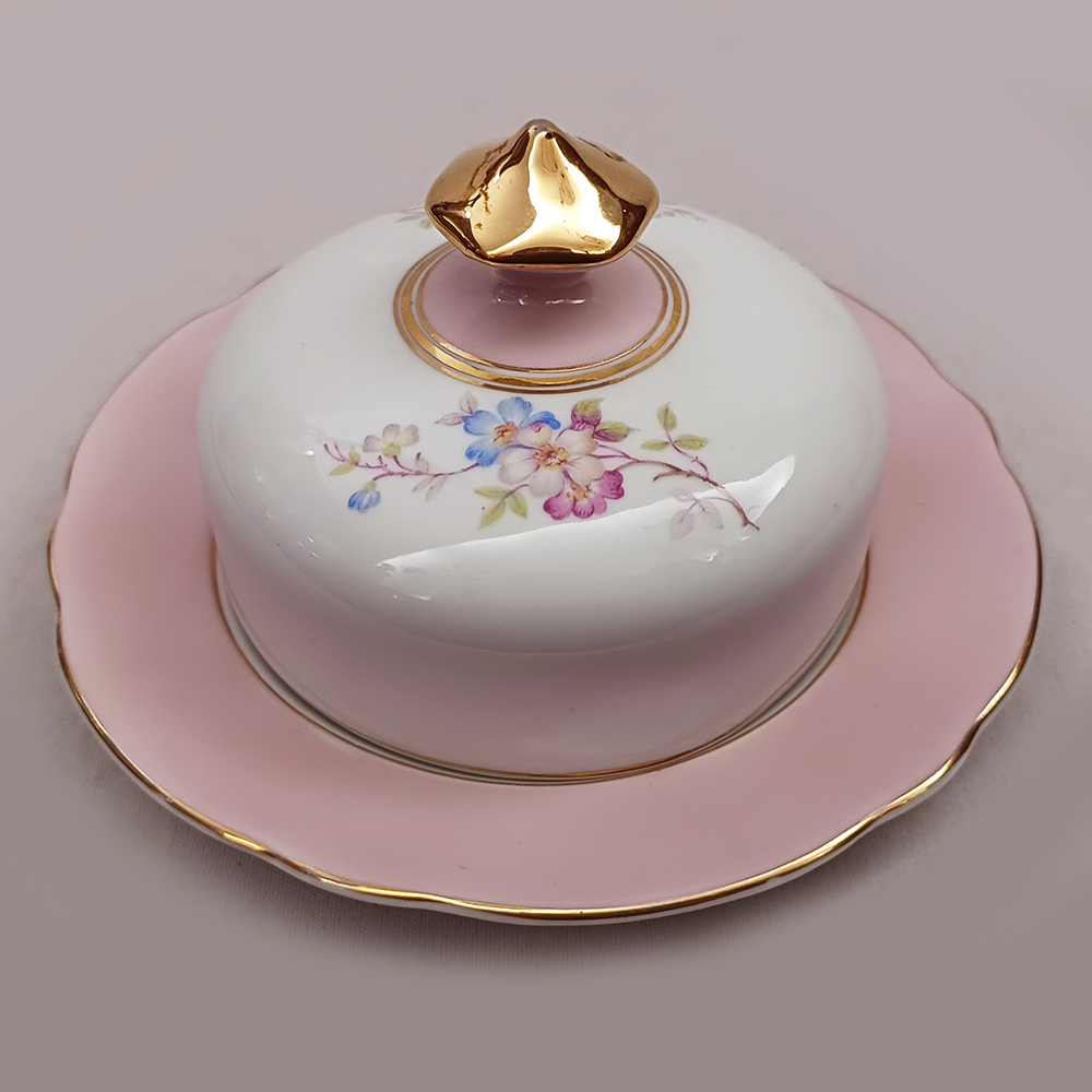 Jogo De Chá Antigo Da Porcelana Schmidt,decoração Em Dourado